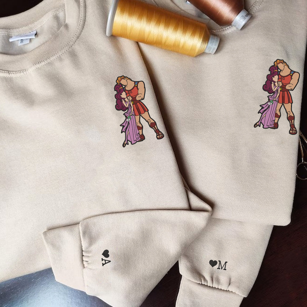 Custom Embroidered Sweatshirts For Couples, Custom Matching Couple Sweatshirt, Cute Hero Couples Embroidered Crewneck Sweater