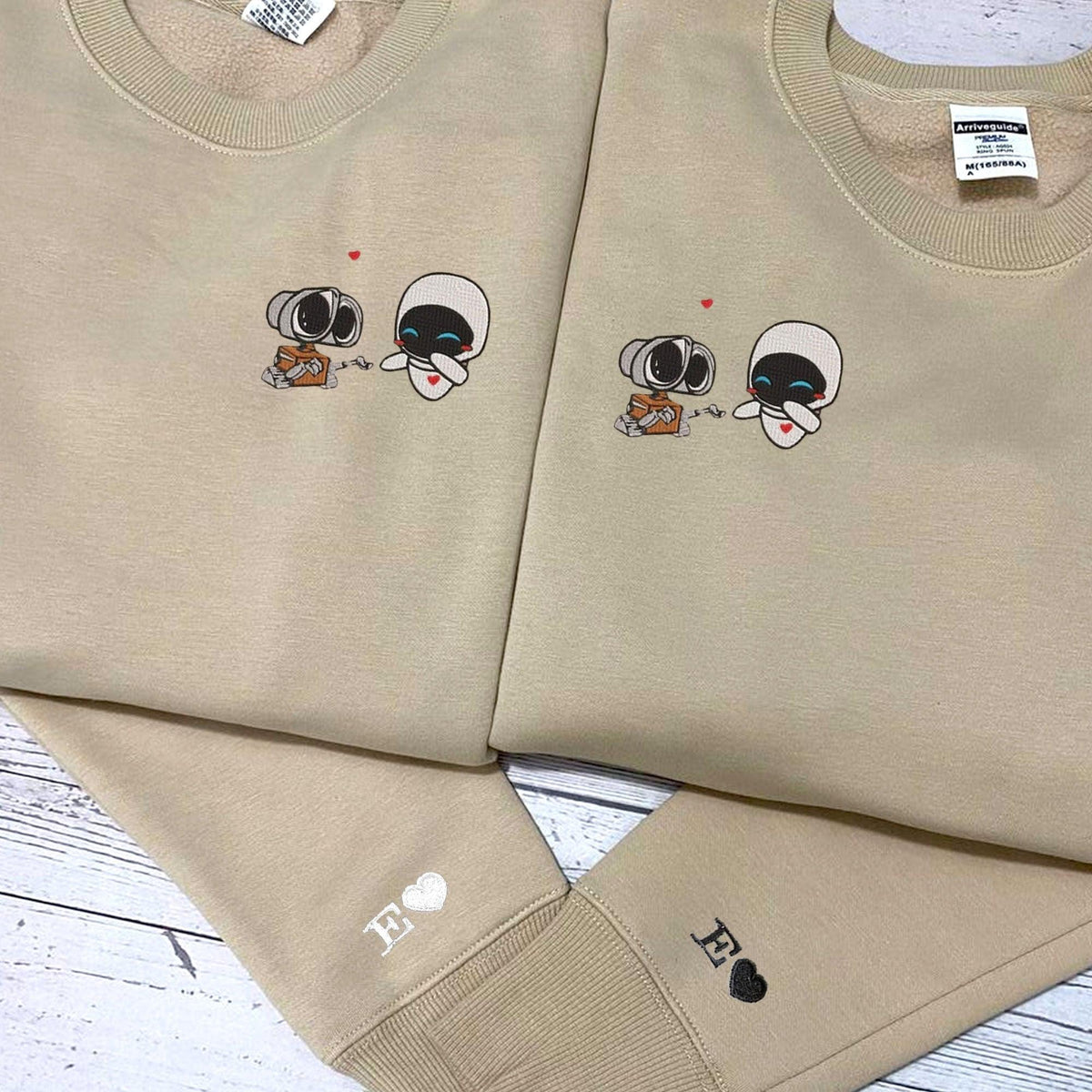 Custom Embroidered Sweatshirts For Couples, Cute Space Robot Cartoon Couples Matching Embroidered Hoodie