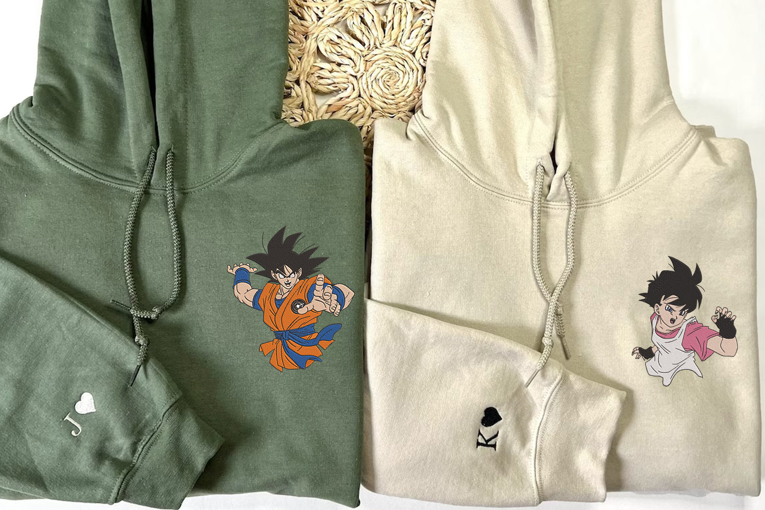 Custom Embroidery Couple Hoodies, Cute Cartoon Lovers Matching Hoodie, Personalized His Her Hoodie