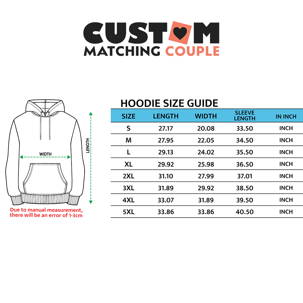 Custom Heart Character Person Embroidered Matching Set Couple Sweatshirt Hoodies