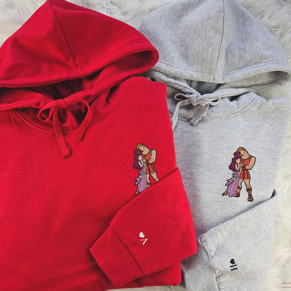 Custom Embroidered Hoodies For Couples, Personalized His & Her Hoodies, Cute Legendary Hero Couples Embroidered Hoodie