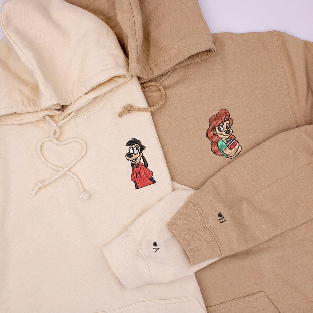 Custom Embroidered Hoodies For Couples, Custom Matching Couple Hoodie, Cartoon Max n Rox Couples Embroidered Hoodie V2