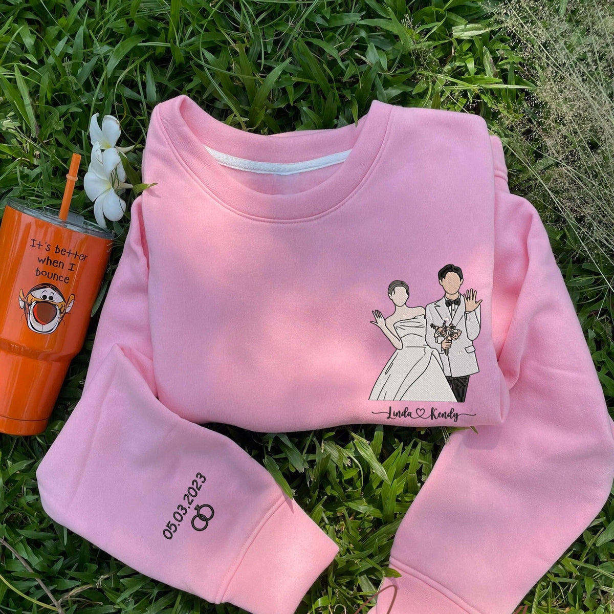 Custom Embroidered Sweatshirts For Couples, Custom Embroidered Portrait From Photo Matching Couple Sweatshirt Hoodie, Custom Photo Embroidered Sweater