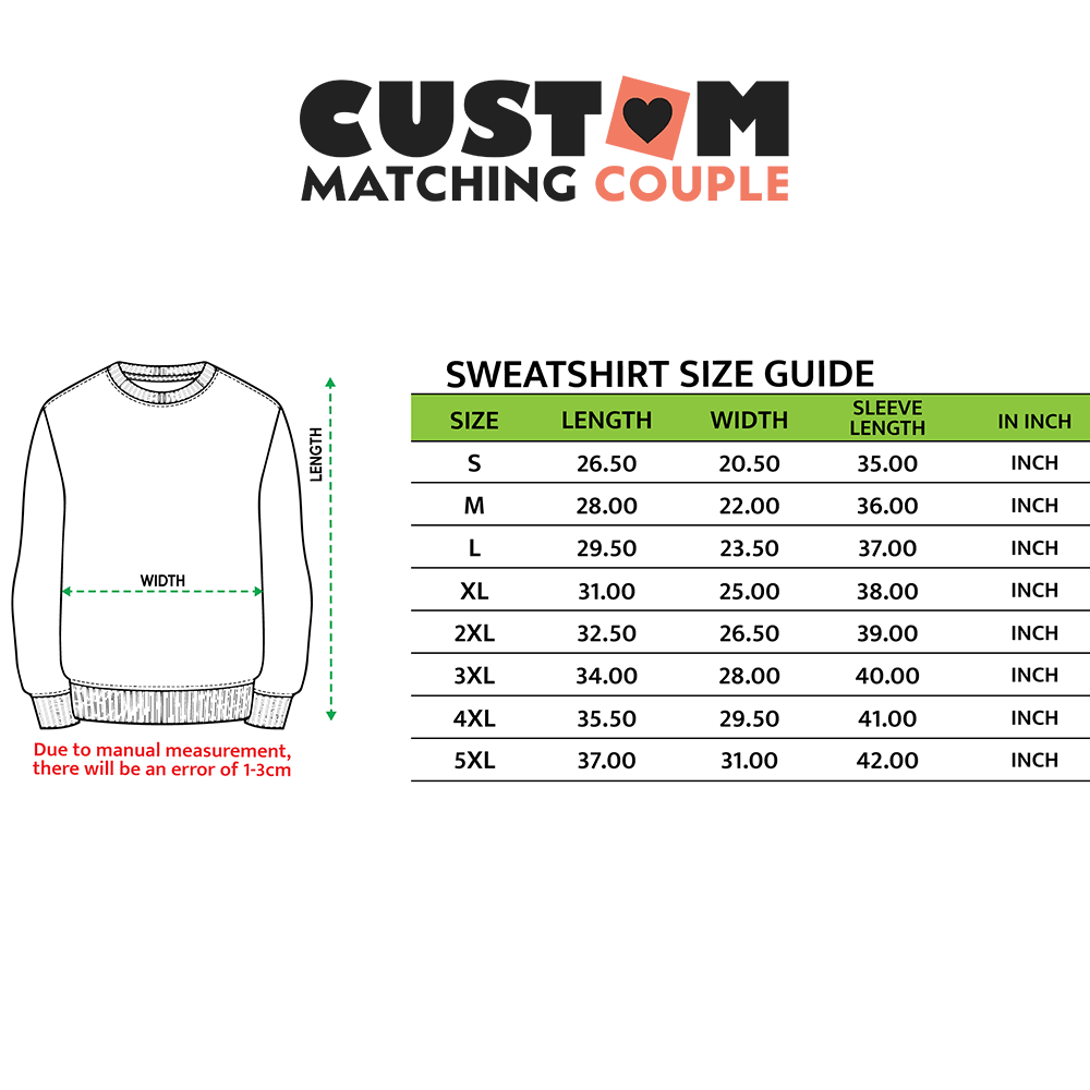 Custom Embroidered Mr Mrs Hubby Wifey Date On Sleeve Couple Matching Embroidered Sweatshirt