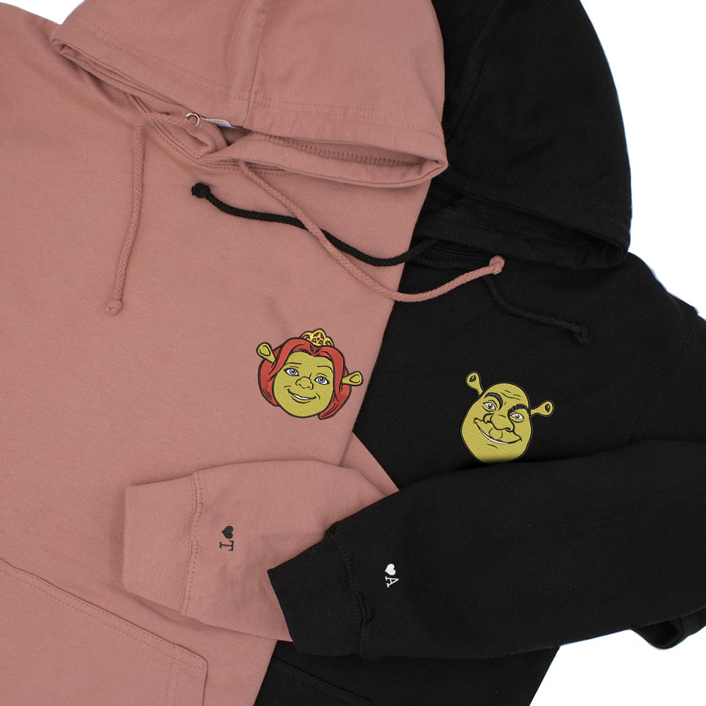Custom Embroidered Hoodies For Couples, Personalized Couple Hoodies, His Her Hoodies, Cute Orge Cartoons Couples Embroidered Hoodie