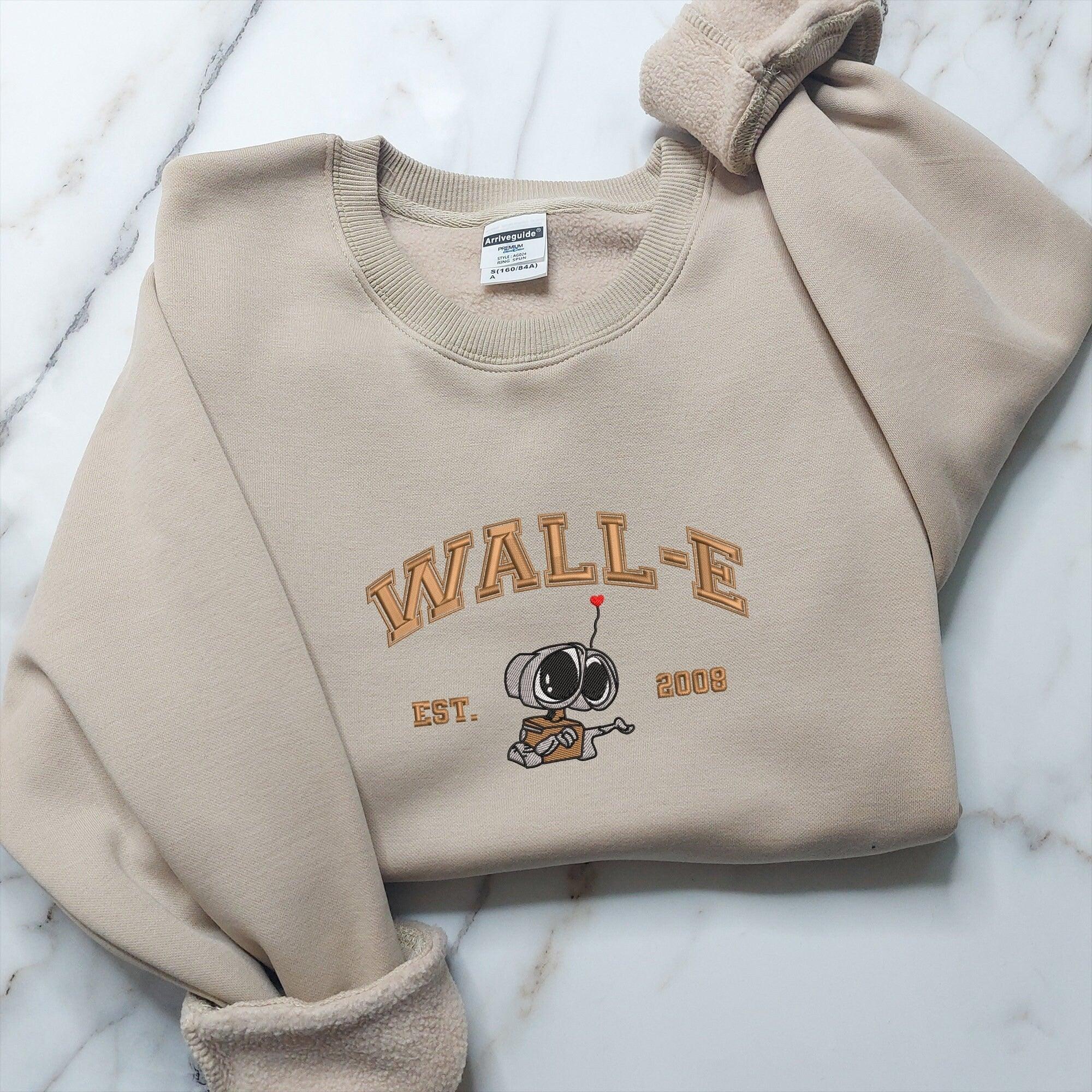 Custom Embroidered Sweatshirts For Couples, Custom Matching Couple Hoodies, Wall E and Eve Couples Vintage Y2K Embroidered Crewneck Sweatshirt