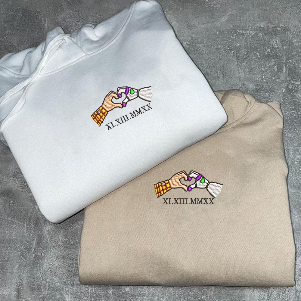 Custom Embroidered Sweatshirts For Couples, Custom Matching Couple Sweatshirt, Cute Cartoon Toys Couples Embroidered Crewneck Sweater