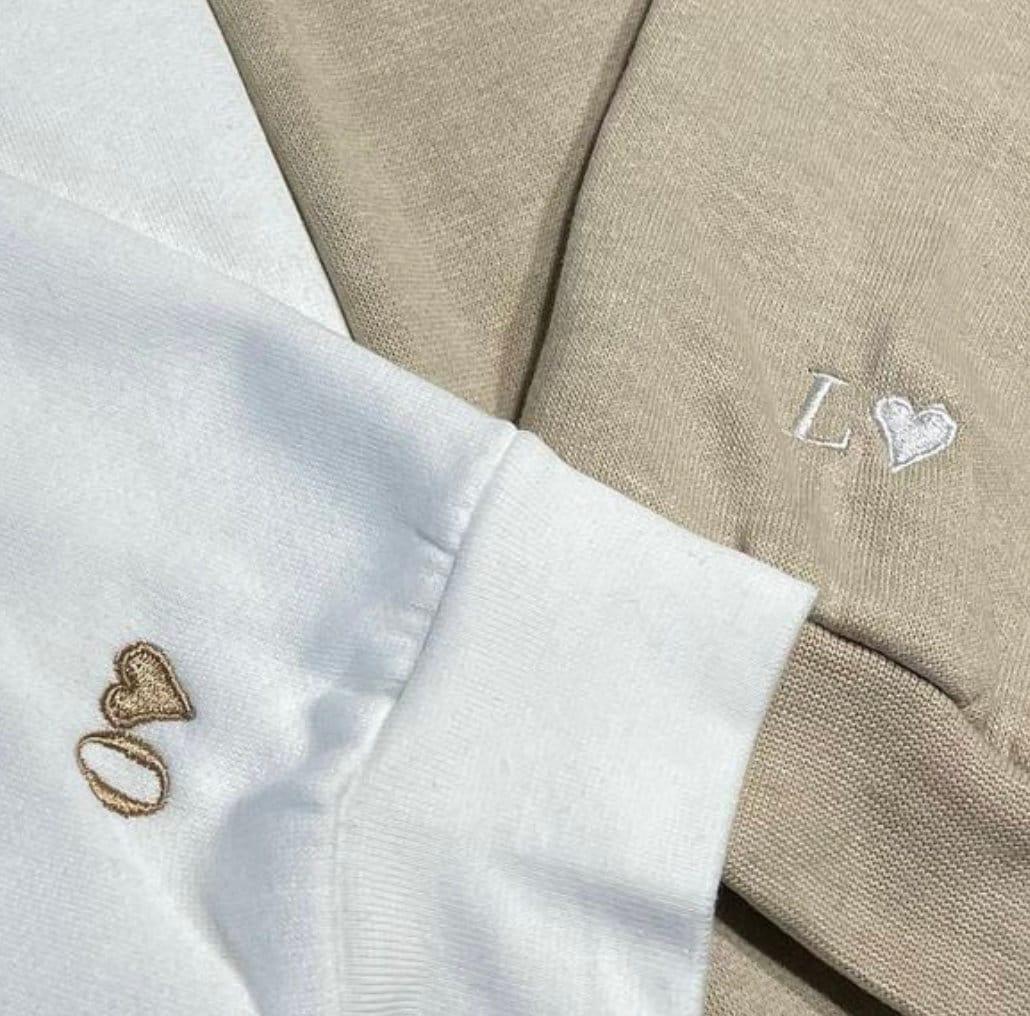 Custom Embroidered Halloweeen Sweatshirts For Couples, Halloween Couples Cute Sheet Ghost with Coffee Embroidered Sweatshirt, Ghost Spooky Sweater