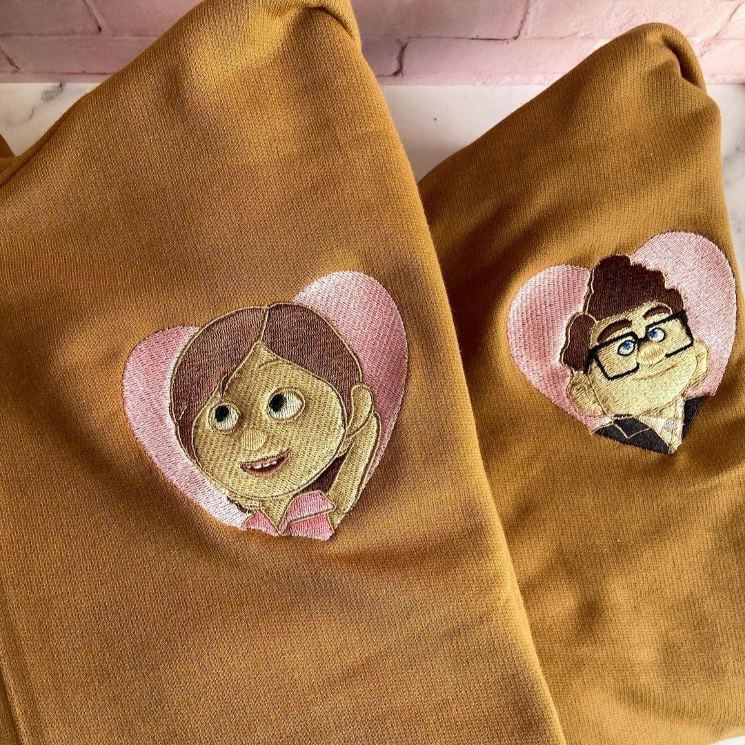 Custom Embroidered Sweatshirts For Couples, Custom Matching Couple Hoodies, Cute Couples Cartoon Couples Embroidered Matching Sweater