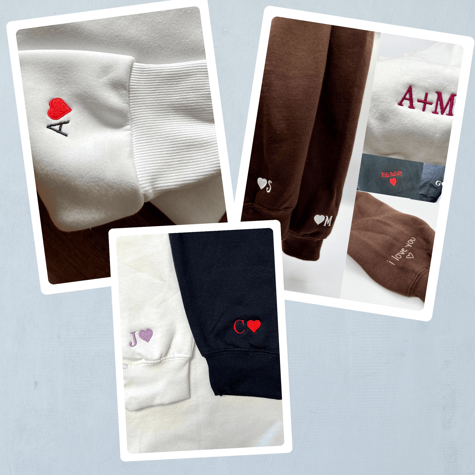 Custom Embroidered Roman Numeral Hoodies For Couples, Roman Numeral Date Hoodie, Sheep Cartoon Couples Embroidered Hoodie