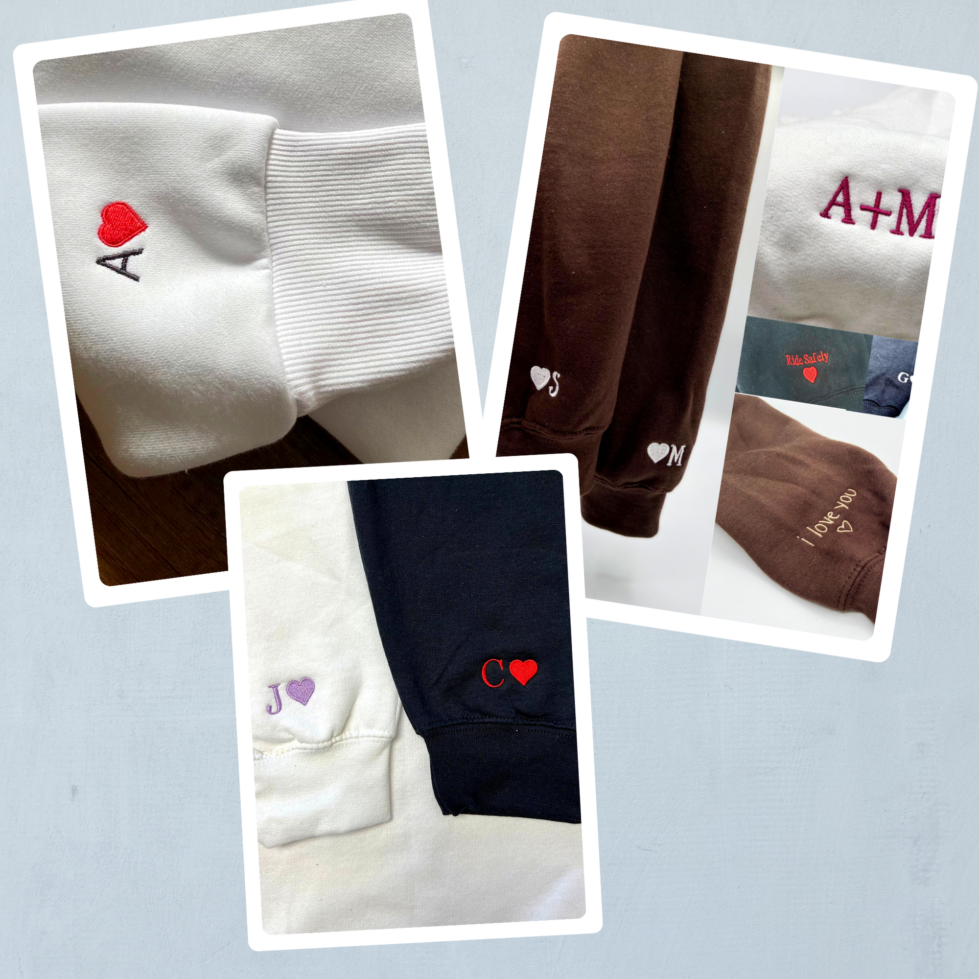 Custom Embroidered Sweatshirts For Couples, Custom Matching Couple Sweatshirt, Cute Couples Mouses Hearts Embroidered Crewneck Sweater
