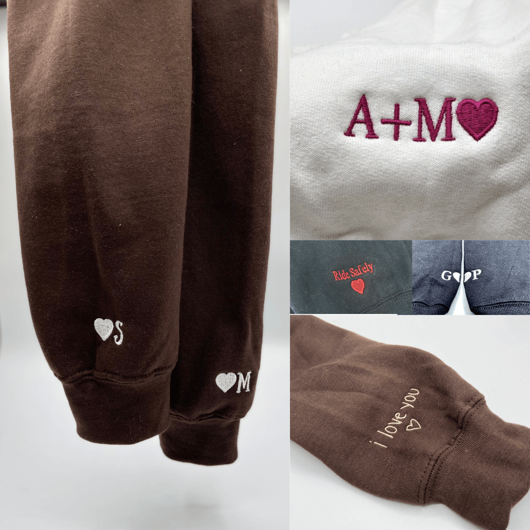 Custom Embroidered Roman Numeral Hoodies For Couples, Roman Numeral Date Hoodie, Cute Cartoon Mouses Hearts Couples Embroidered Hoodie