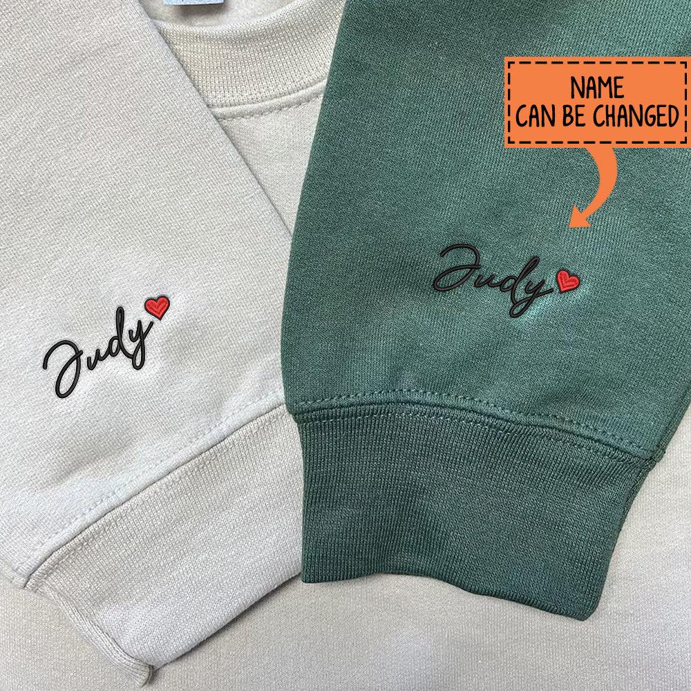 Custom Embroidered Sweatshirts For Couples, Custom Walle Eve Cartoon Couple Embroidered Couples Matching Sweatshirt